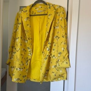 Alice + Olivia Yellow Floral Blazer. Oversized